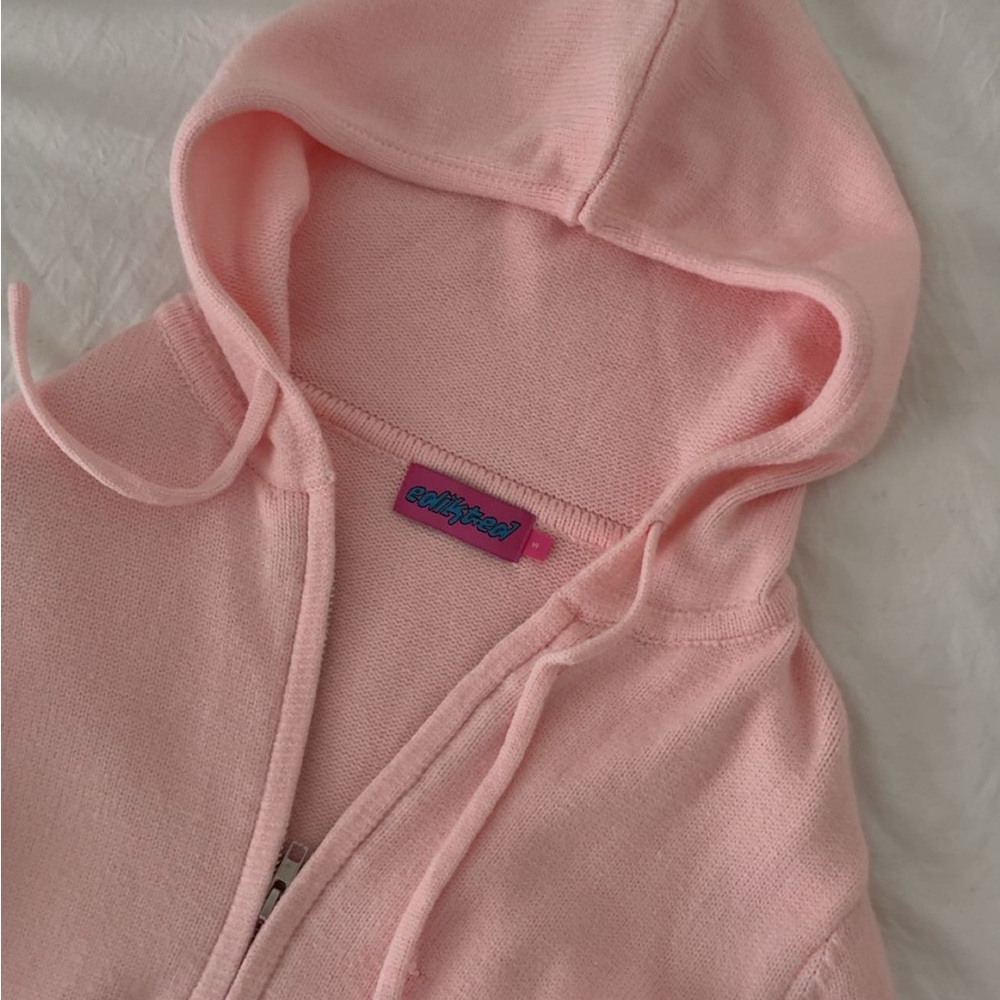 Baby Pink Zip-Up Hoodie Edikted